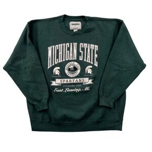 VTG 90s Michigan State Spartans Crewneck Sweatshirt Men XL Green College Prep